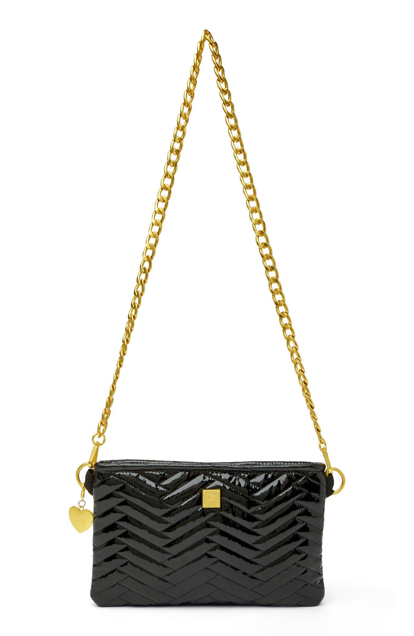 THINK ROYLN Almost Famous Quilted Crossbody Bag, Main, color, Black Patent
