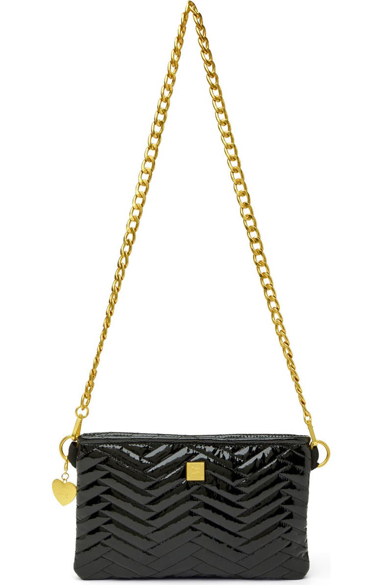 THINK ROYLN Almost Famous Quilted Crossbody Bag, Main, color, Black Patent