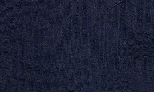 Nzt By Nic+zoe Seersucker Henley Long Sleeve Top In Dark Indigo