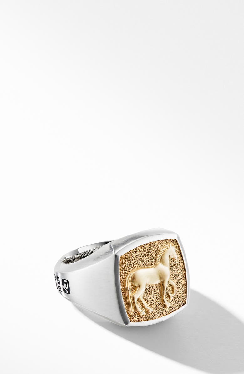 David Yurman Petrvs<sup>®</sup> Horse Signet Ring with 18K Yellow Gold, Main, color, 