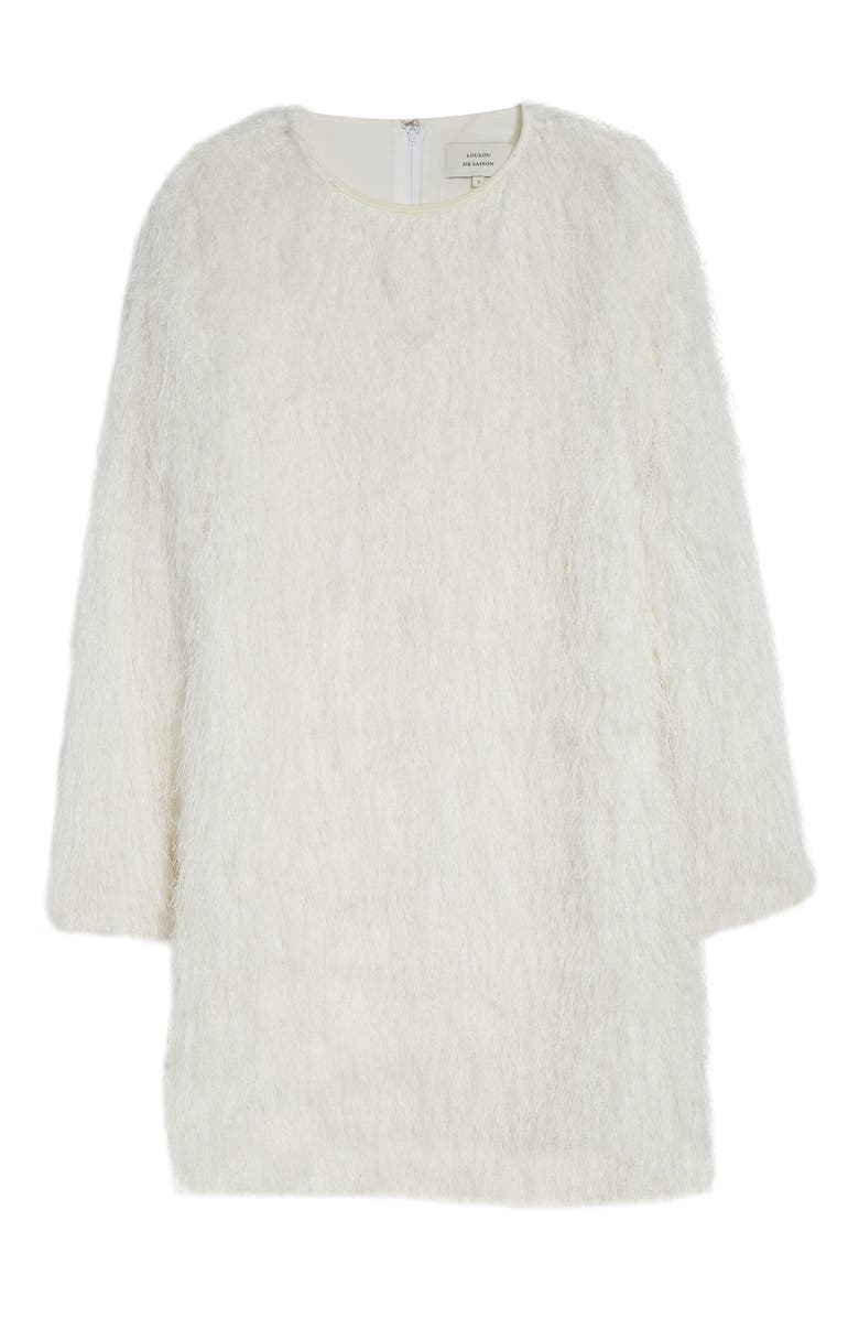 LOULOU DE SAISON Tina Long Sleeve Fringe Minidress, Alternate, color, White