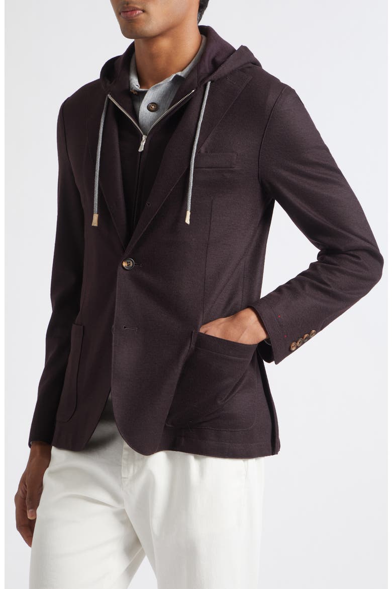 Single Breasted Jacket with Hood, Alternate, color, 10 BURGUNDY