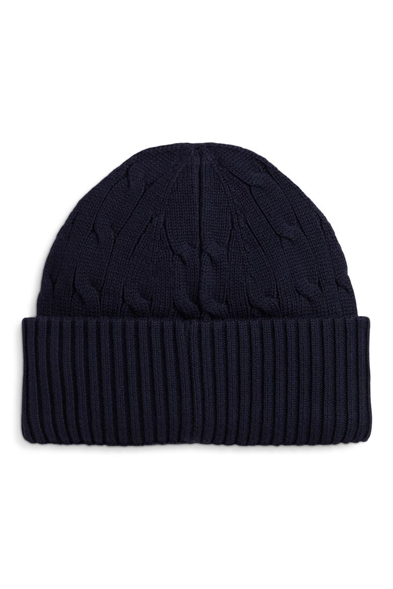 Kids' Cable Stitch Cotton Beanie, Alternate, color, RL NAVY