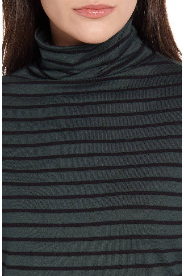 Chels Stripe Turtleneck Top, Alternate, color, PINE NEEDLE/ TRUE BLACK