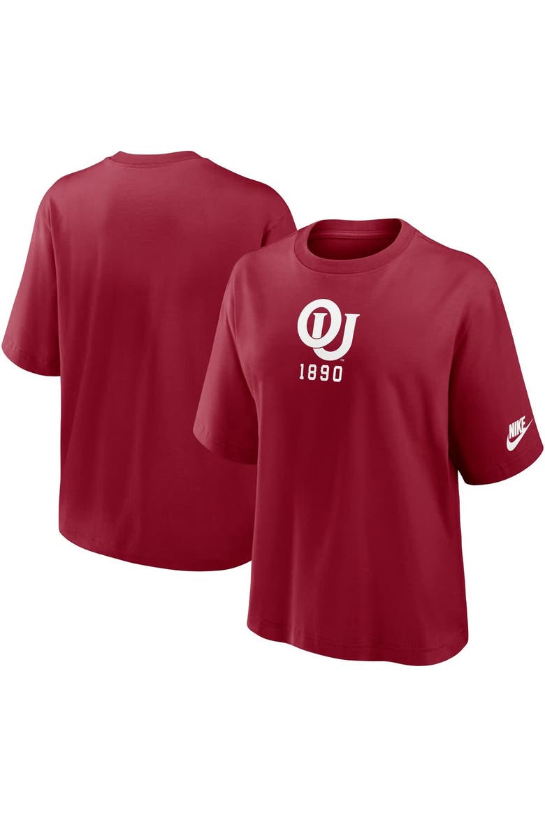 Women's Nike Crimson Oklahoma Sooners Boxy Legacy Established T-Shirt, Alternate, color, Crimson