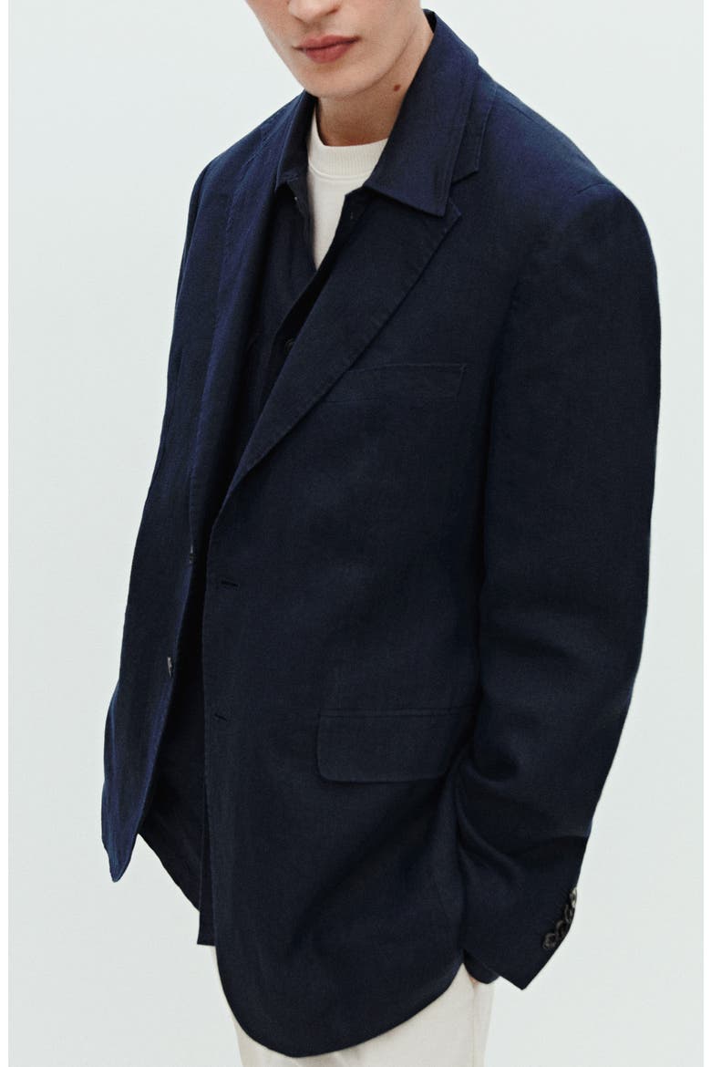 Slim Fit Linen Sport Coat, Alternate, color, DARK NAVY