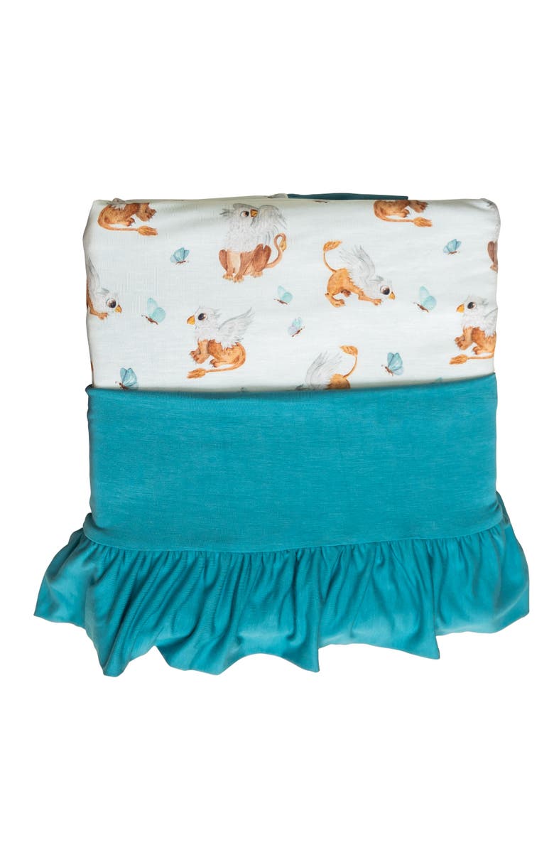 Laree + Co Griffin Butterflies Ruffle Toddler Blanket, Main, color, Blue