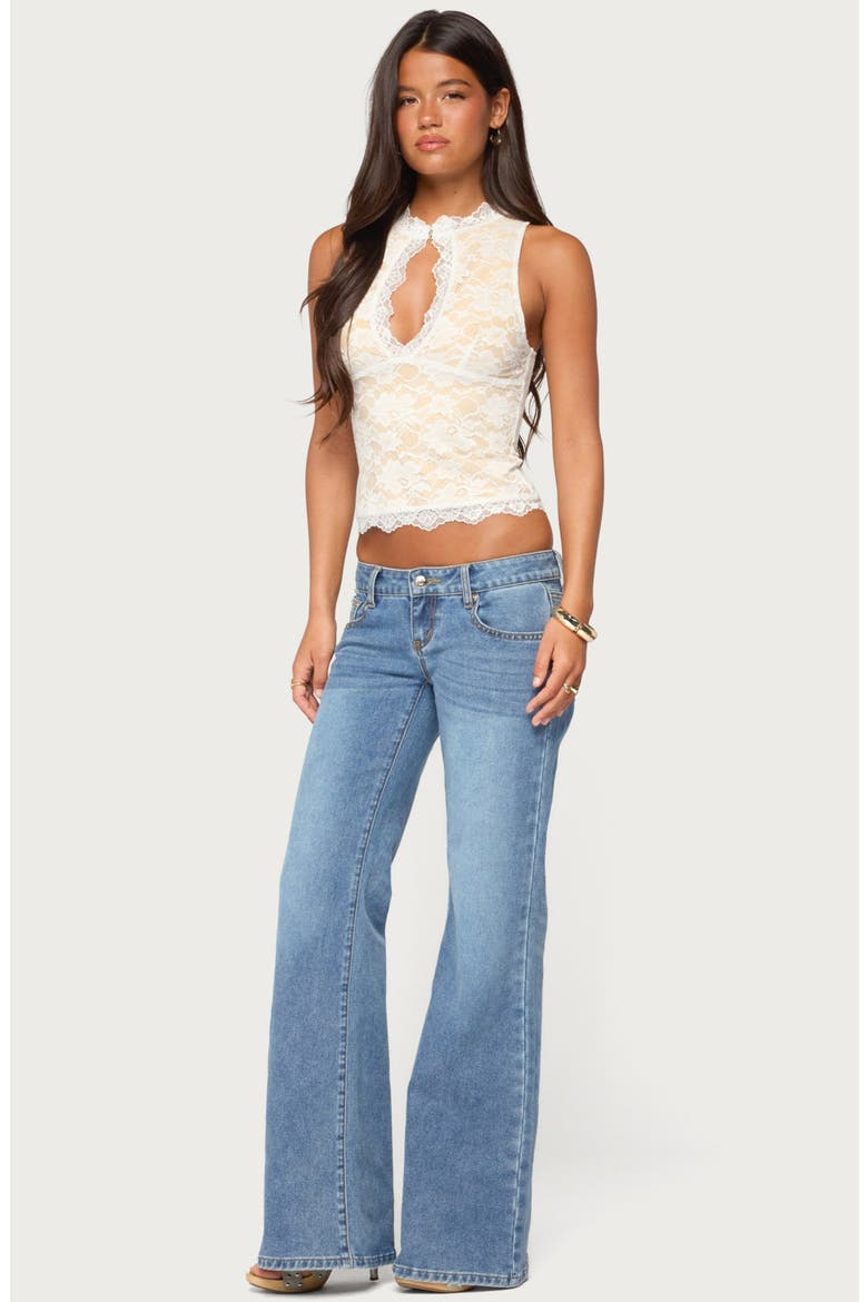 Frieda Keyhole Cutout Lace Top, Alternate, color, CREAM