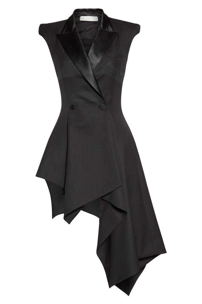 Asymmetrical Cap Sleeve Blazer, Alternate, color, BLACK