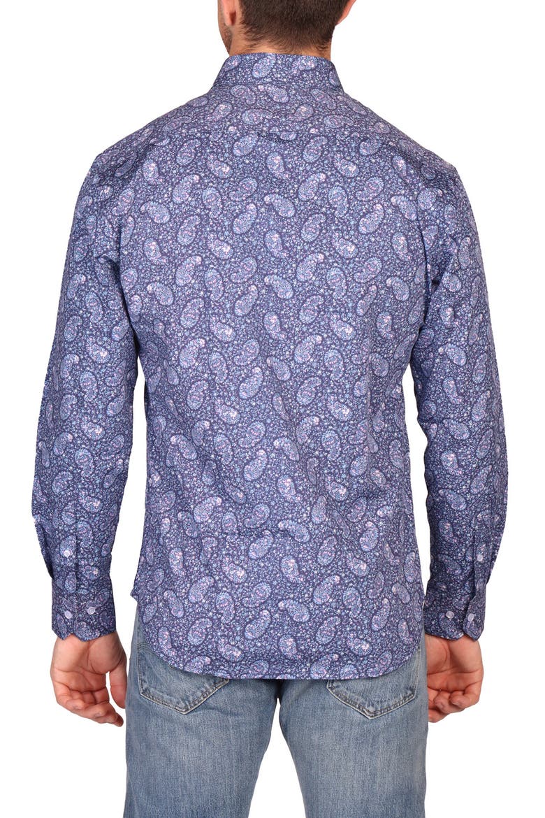 Classic Fit Floral Paisley Stretch Cotton Button-Down Shirt, Alternate, color, BLUE