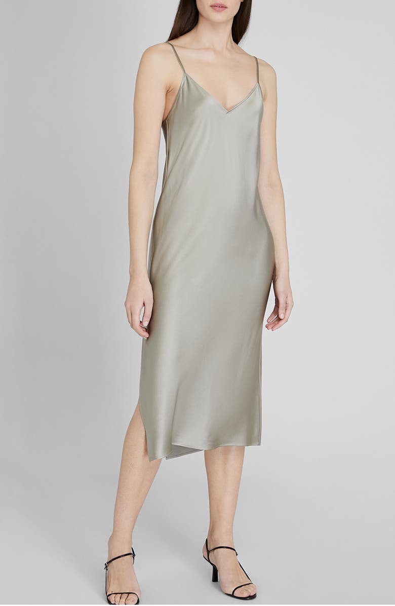 Club Monaco Silk Charmeuse Midi Slipdress, Main, color,