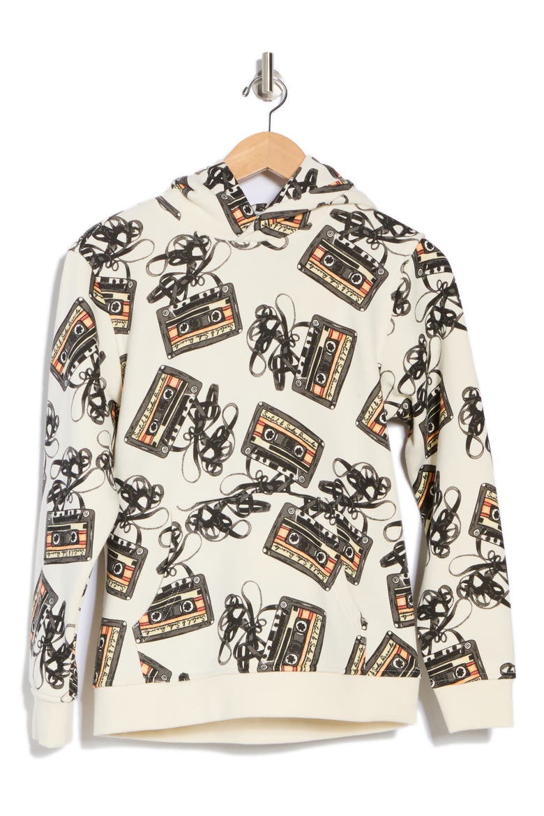 Kids' Print Fleece Hoodie, Main, color, EGGNOG