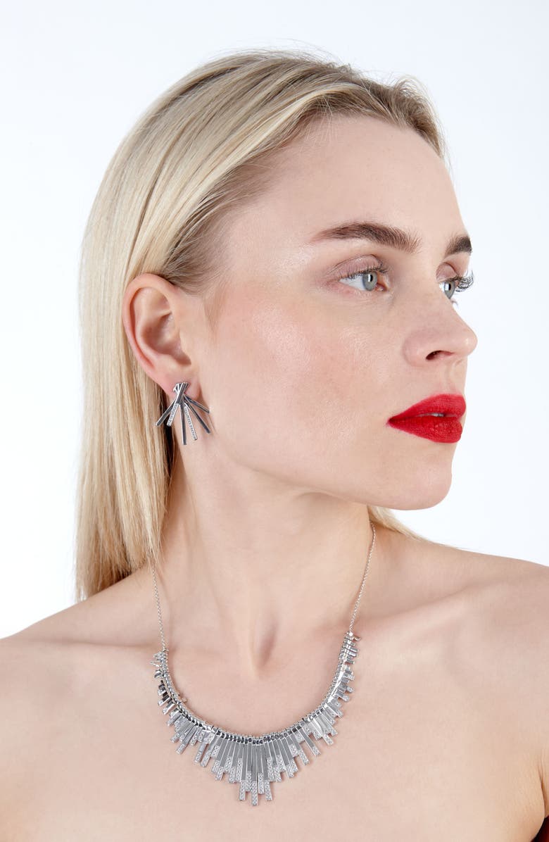 Lucy Quartermaine Fan Key Studs, Alternate, color, Sterling Silver