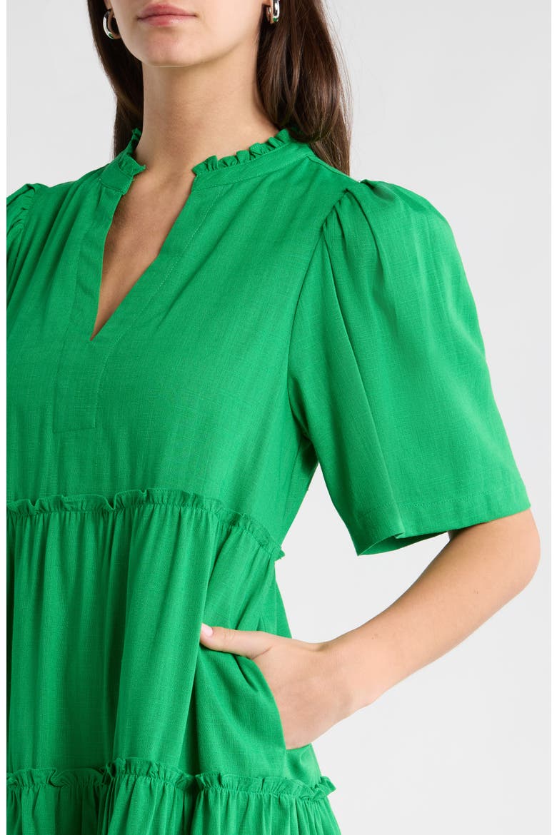 Gibson Dixie Tiered Cotton Dress, Alternate, color, KELLY-GREEN
