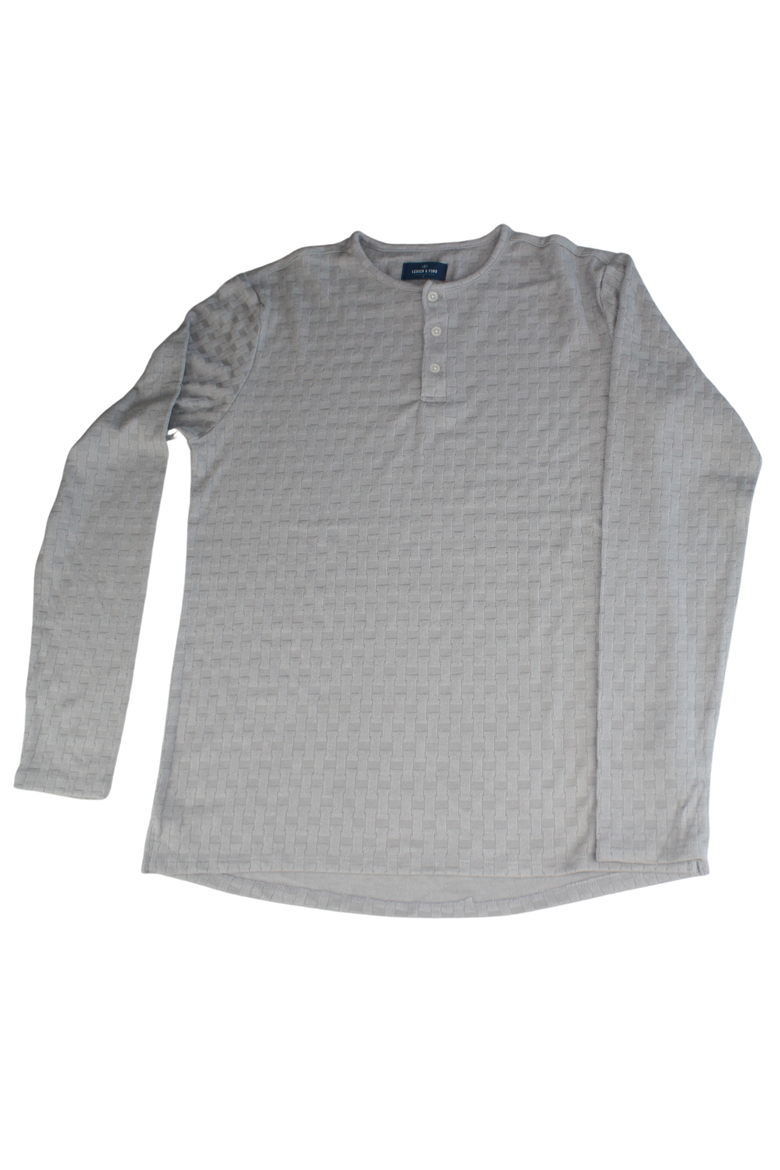 Grey Folsom Basketweave Henley, Main, color, Grey