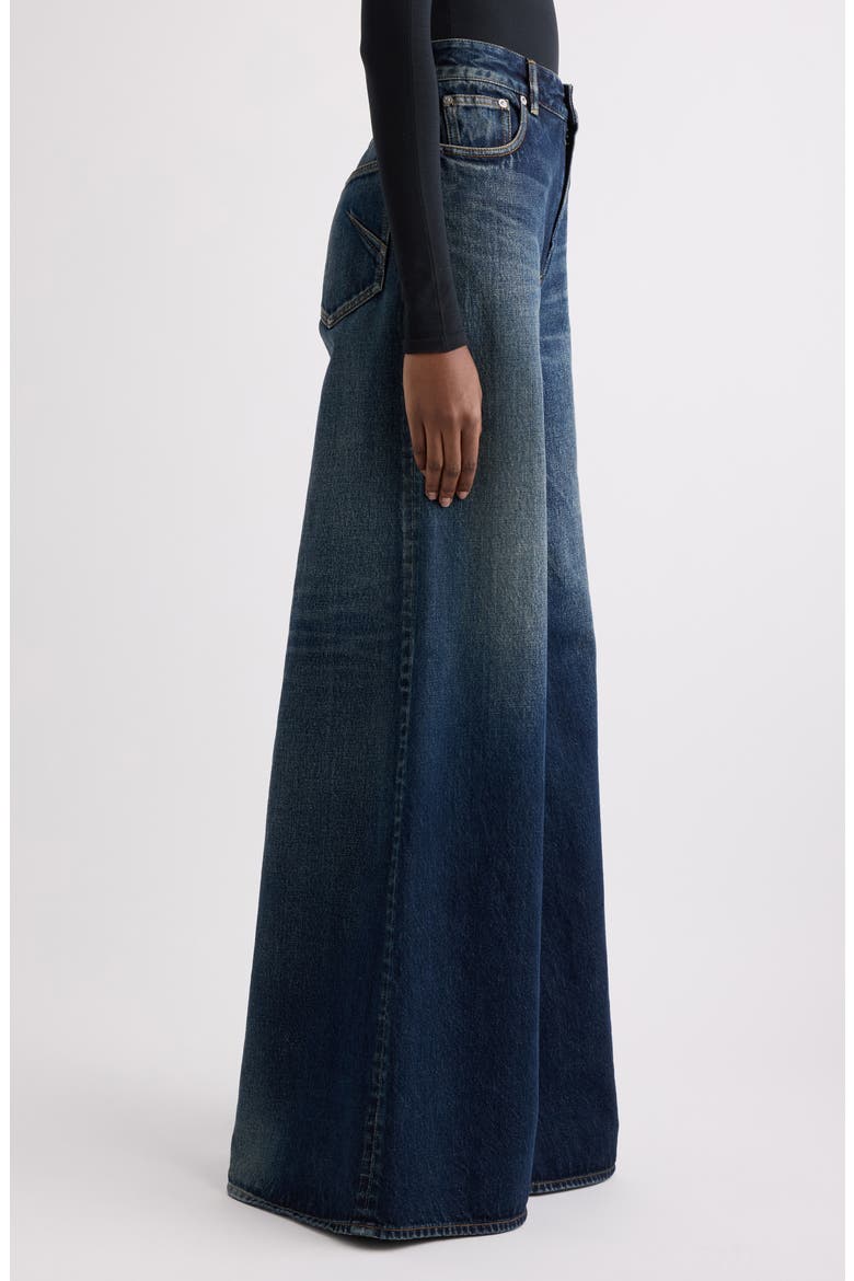 High Waist Denim Palazzo Pants, Alternate, color, DOCK BLUE