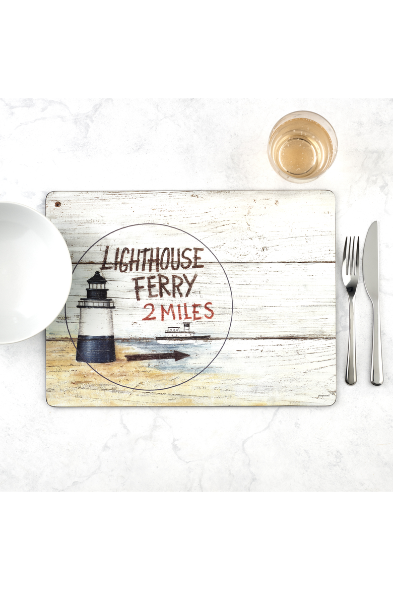 Coastal Signs Set of 4 Cork Back Placemats, Alternate, color, Multi