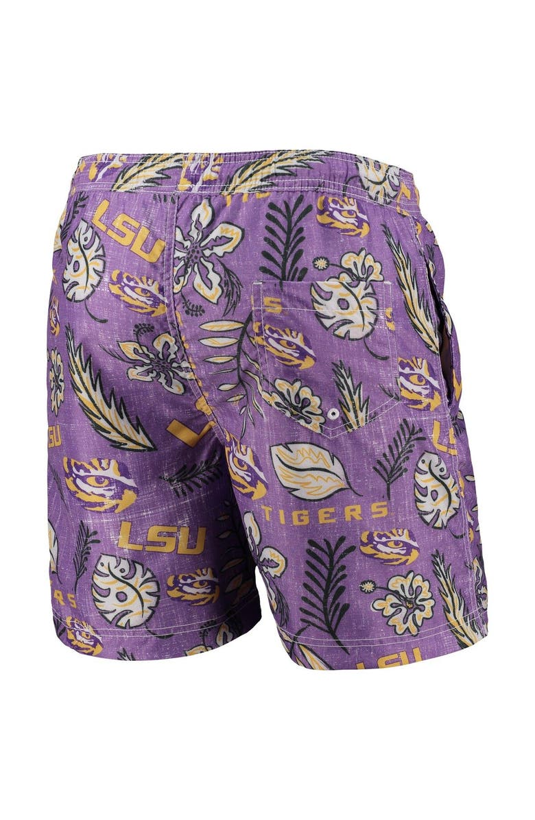 Wes & Willy Men's Wes & Willy Purple LSU Tigers Vintage Floral Swim Trunks, Alternate, color, 