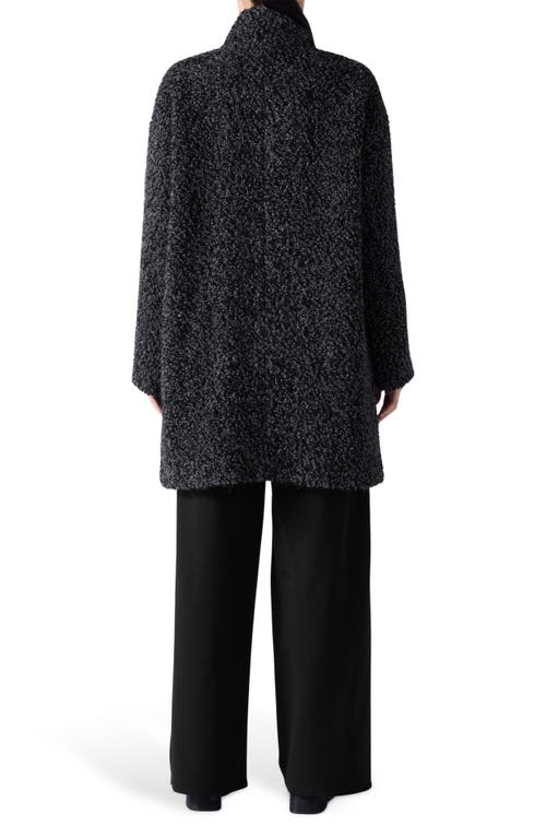 Eileen Fisher Curly Alpaca Stand Collar Coat In Black