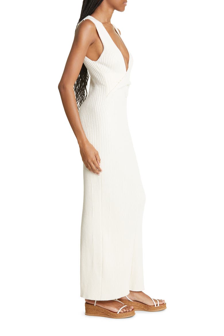 Enes Twist Front Ribbed Cotton Dress, Alternate, color, NATURAL