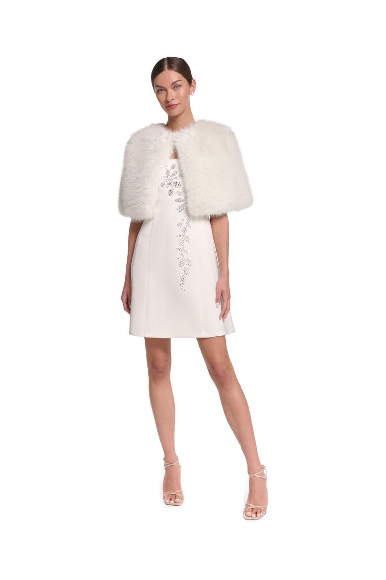 Faux Fur Capelet, Alternate, color, Cream
