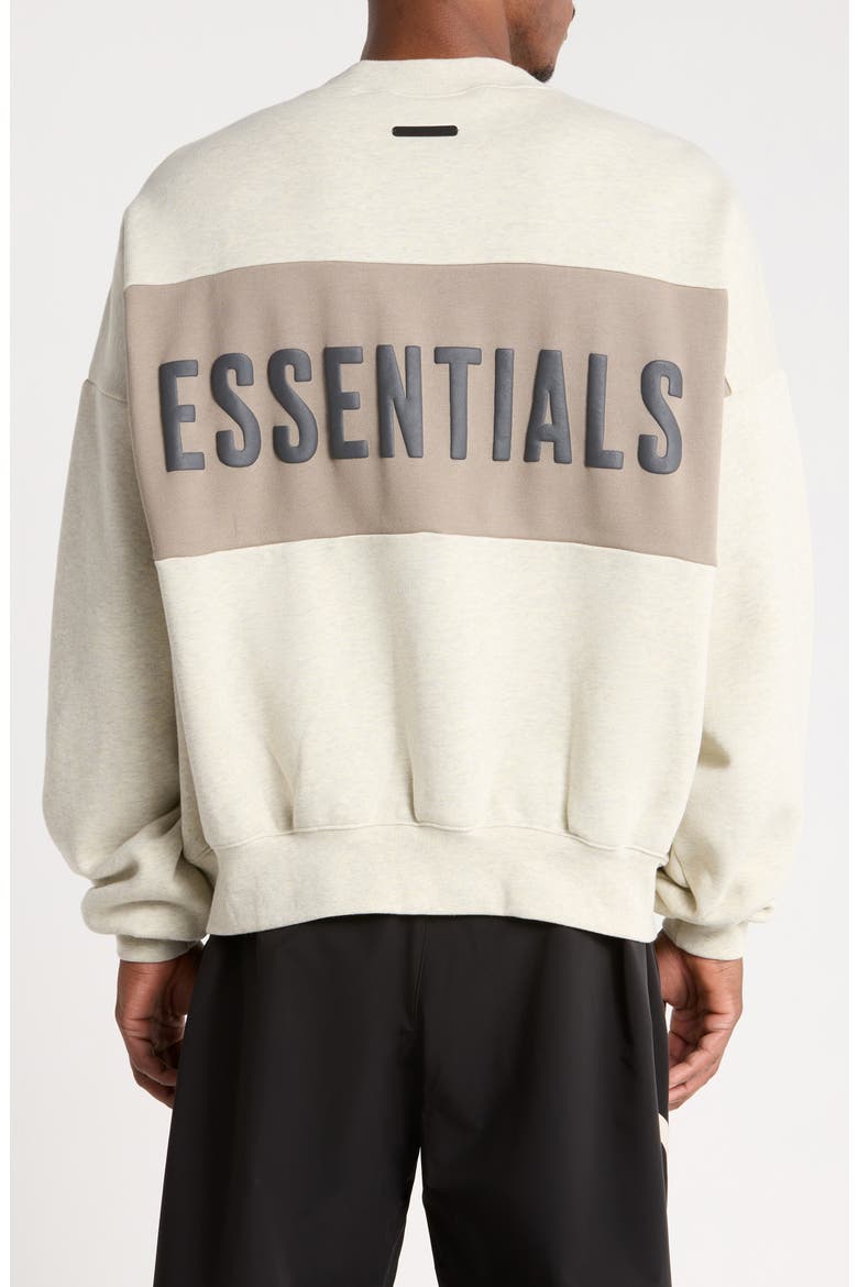 Paneled Relaxed Crop Fleece Sweatshirt, Alternate, color, VANILLA HEATHER/ SEAL