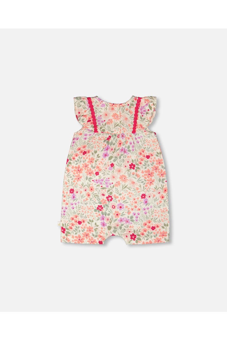 Sleeveless Flutter Ruffles Printed Flowers Romper, Alternate, color, Off White Printed Flowers