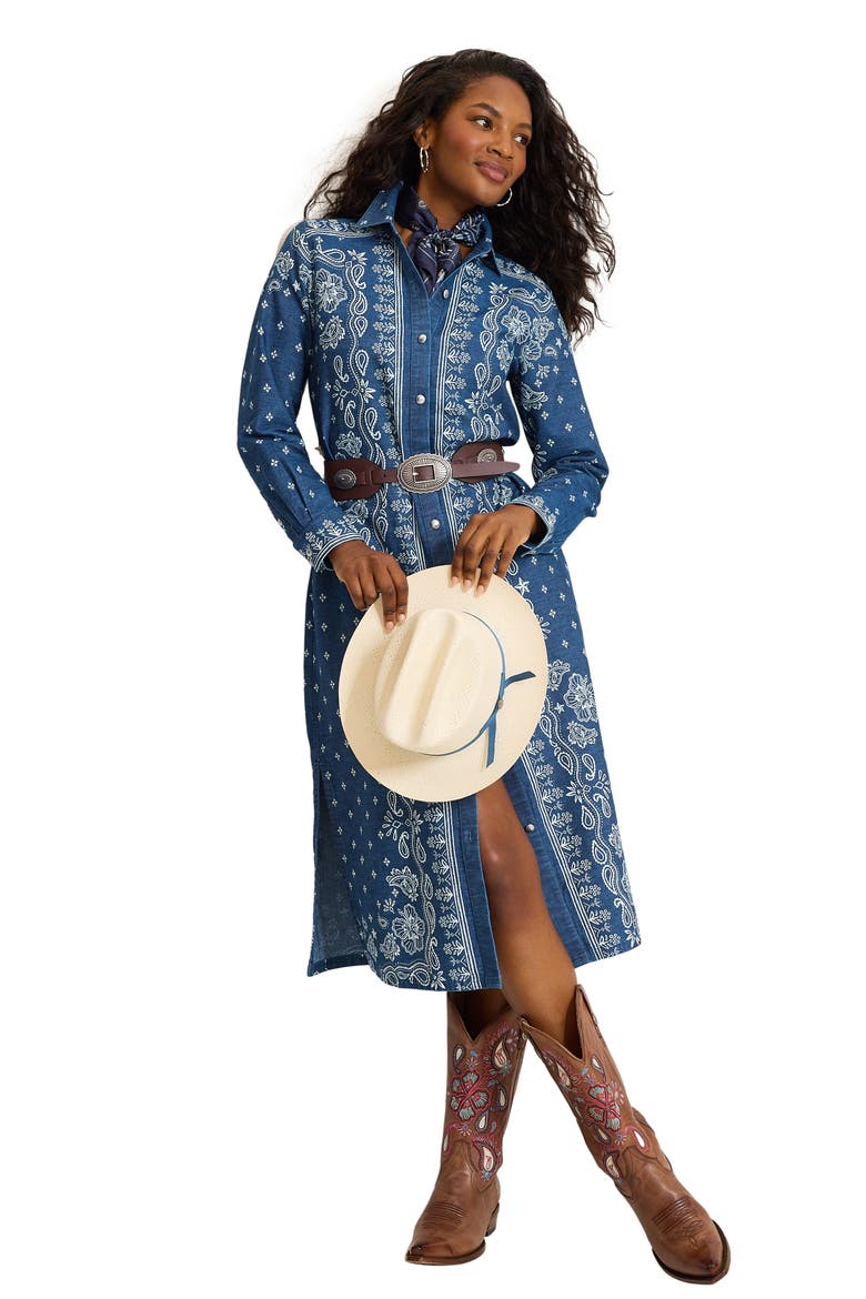 Bandana Bay Midi Shirtdress, Alternate, color, MIDNIGHT BAY WASH