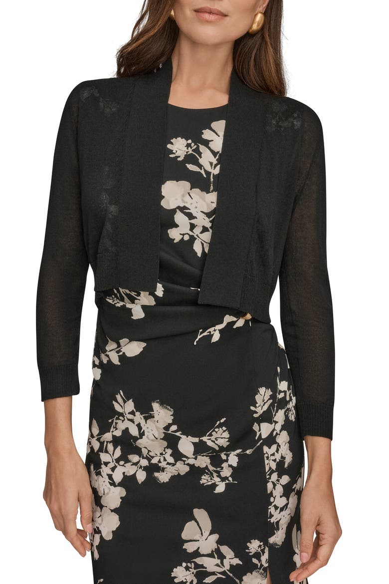 Open Shrug Cardigan, Main, color, BLACK