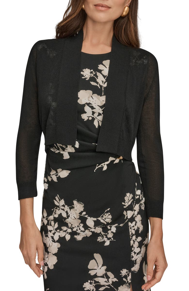 Donna Karan New York Open Shrug Cardigan, Main, color, Black