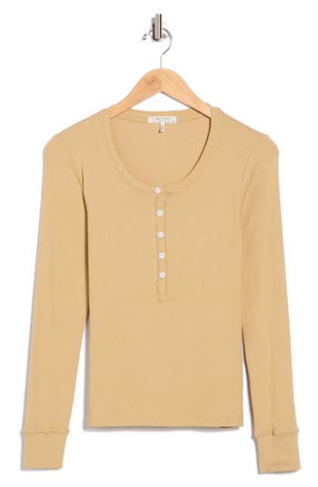 Rag & Bone Essie Ribbed Henley In Brown