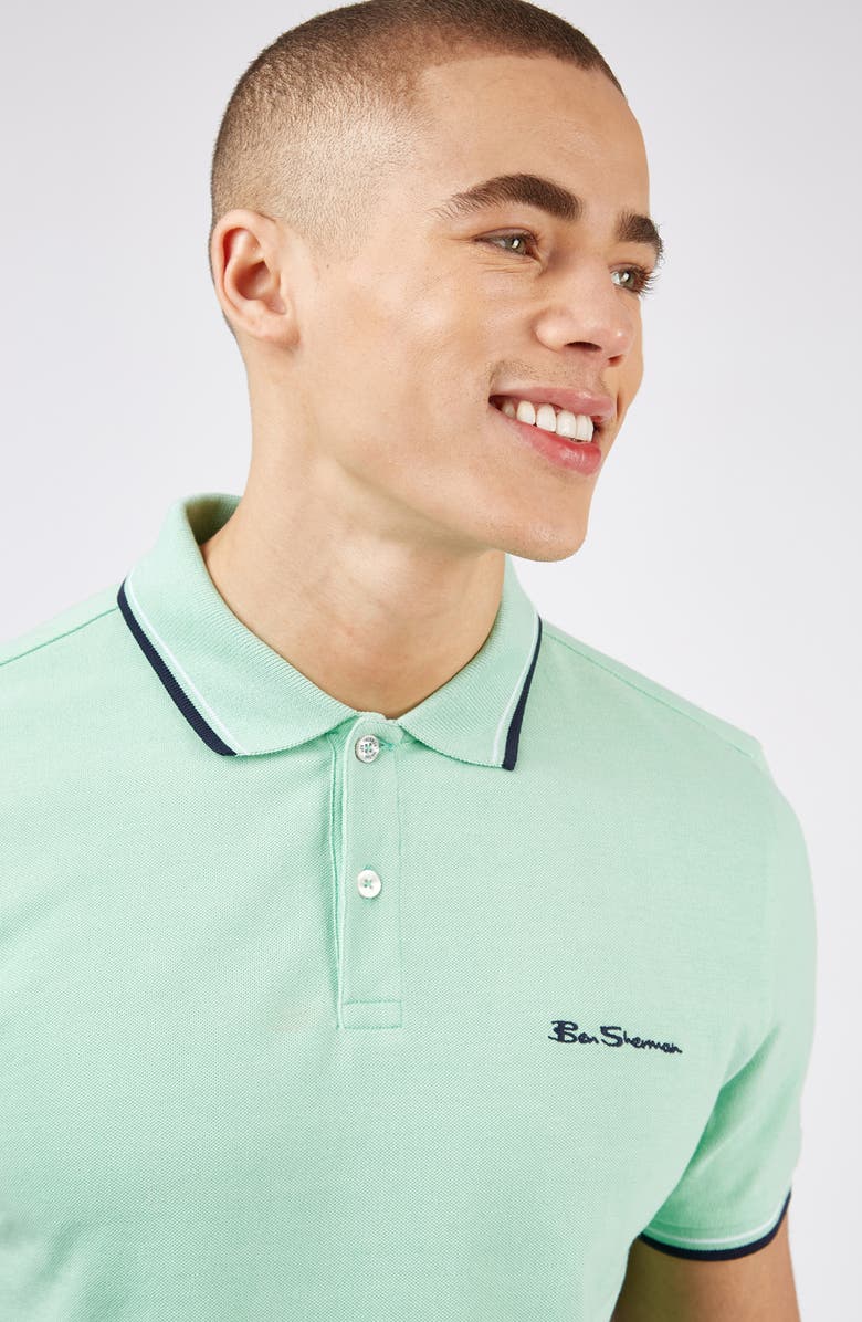 Ben Sherman Signature Tipped Organic Cotton Piqué Polo, Alternate, color, 