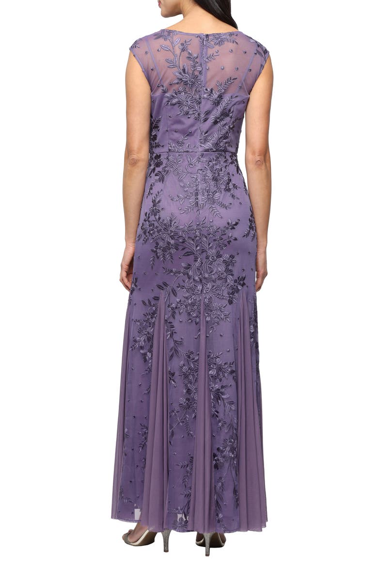 Embroidered Trumpet Gown, Alternate, color, ICY ORCHID