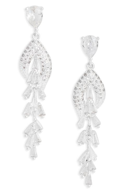 Cubic Zirconia Chandelier Drop Earrings