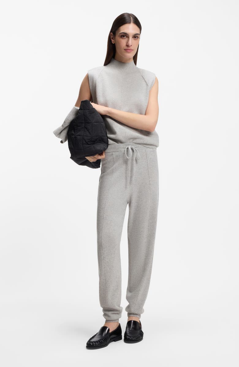 BOSS Futrani Cashmere Mock Neck Sleeveless Sweater, Alternate, color, Pebble Melange