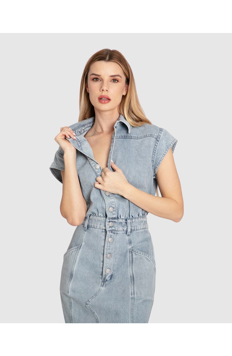 Belle & Bloom Sundown Denim Midi Shirt Dress, Alternate, color, Stonewash