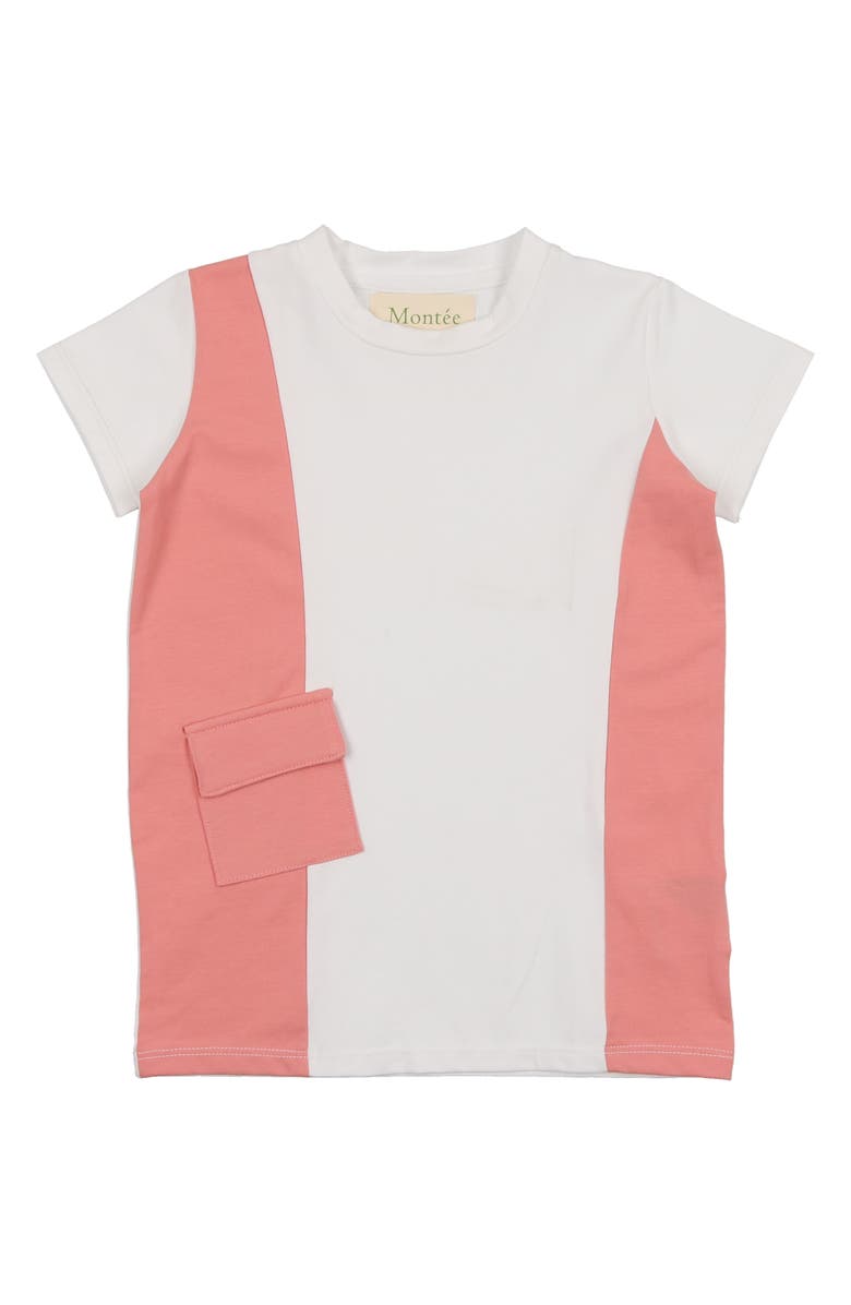 Manière Kids' Colorblock Cotton Blend T-Shirt, Main, color, White/ Coral