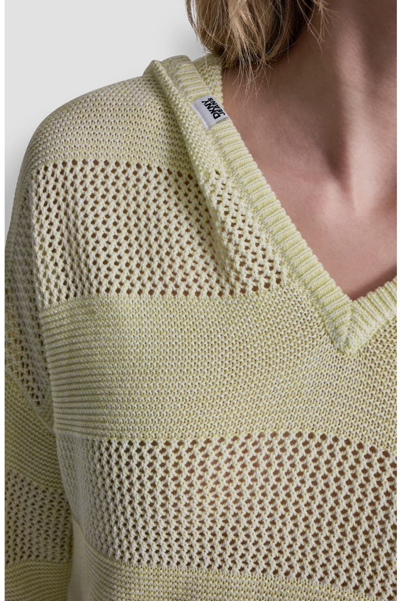 Pointelle Stripe Hooded Sweater, Alternate, color, LEMON LIGHT