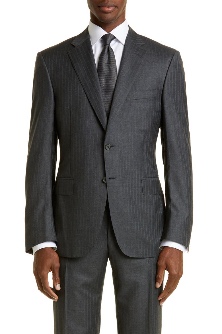 Siena Stripe Wool Suit, Alternate, color, GREY