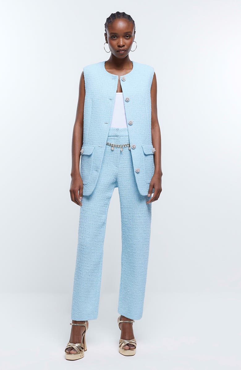 River Island Cotton Blend Bouclé Vest, Alternate, color, 