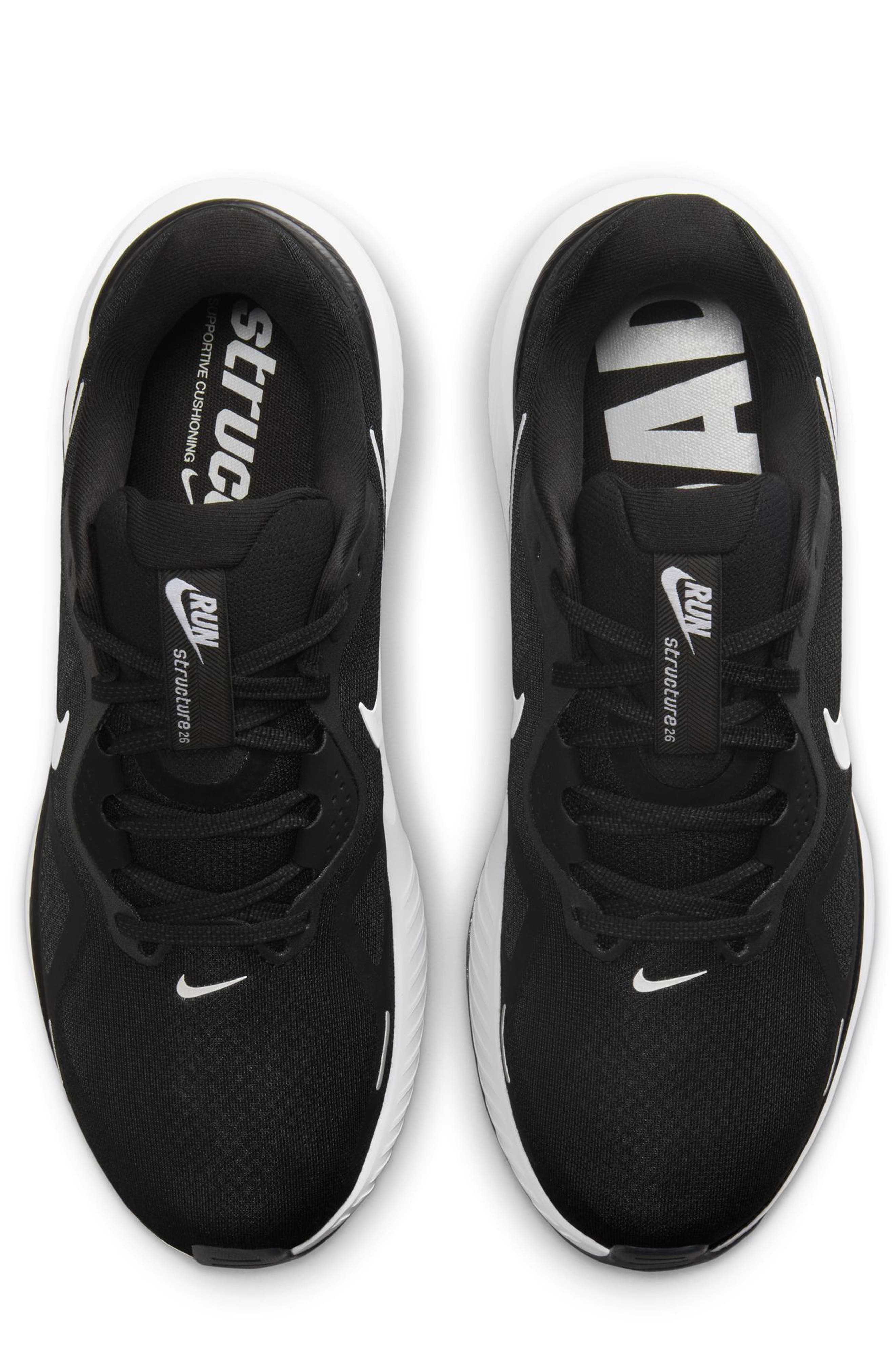 Nike Structure 26 Running Shoe, Alternate, color, 002 Black/White