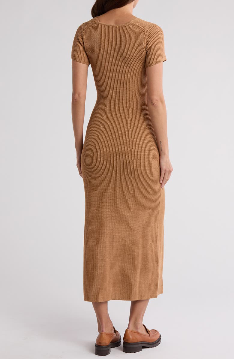 STAUD Camden Short Sleeve Maxi Sweater Dress, Alternate, color, Camel