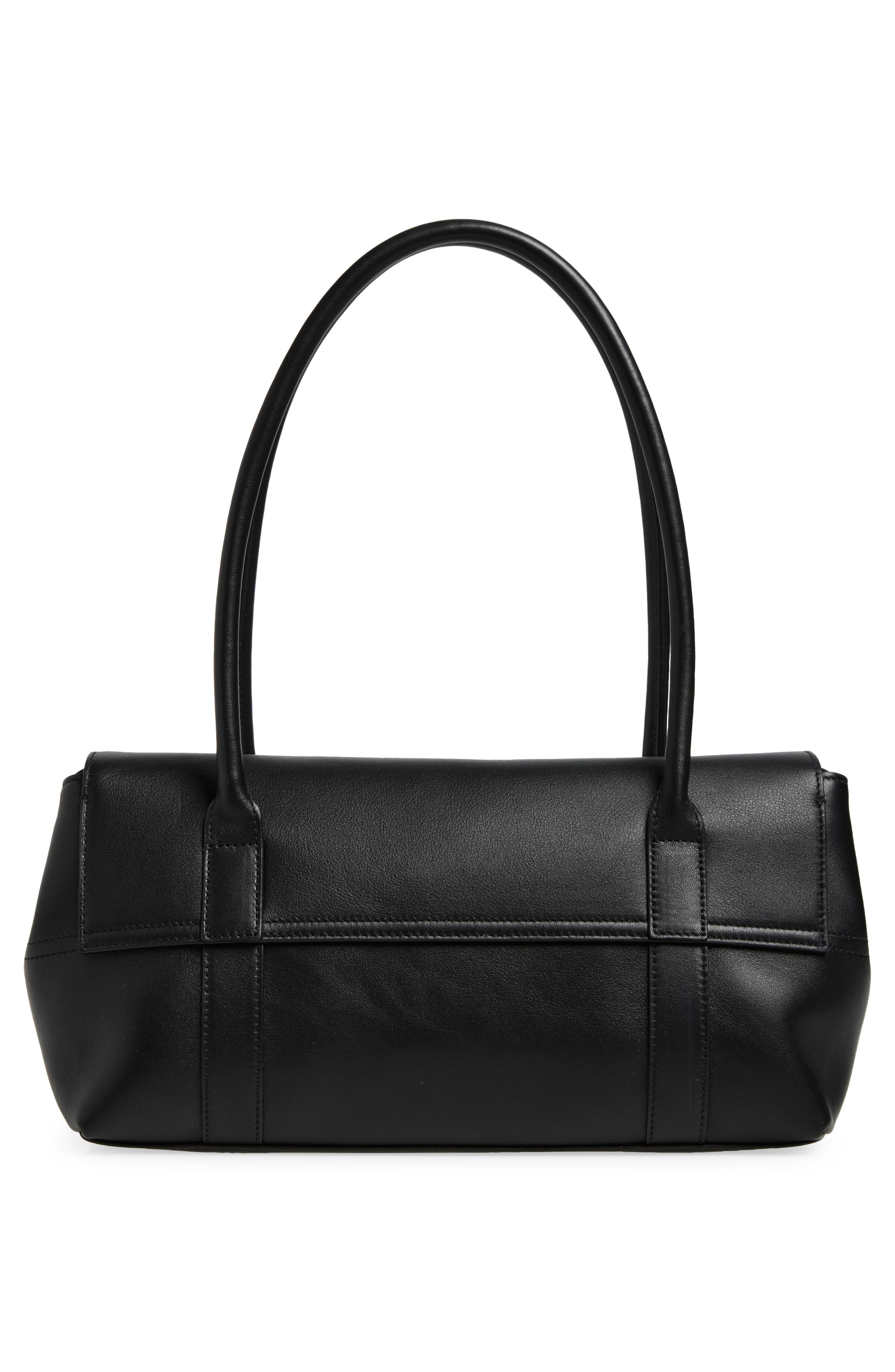 East-West Bayswater Leather Shoulder Bag, Alternate, color, BLACK