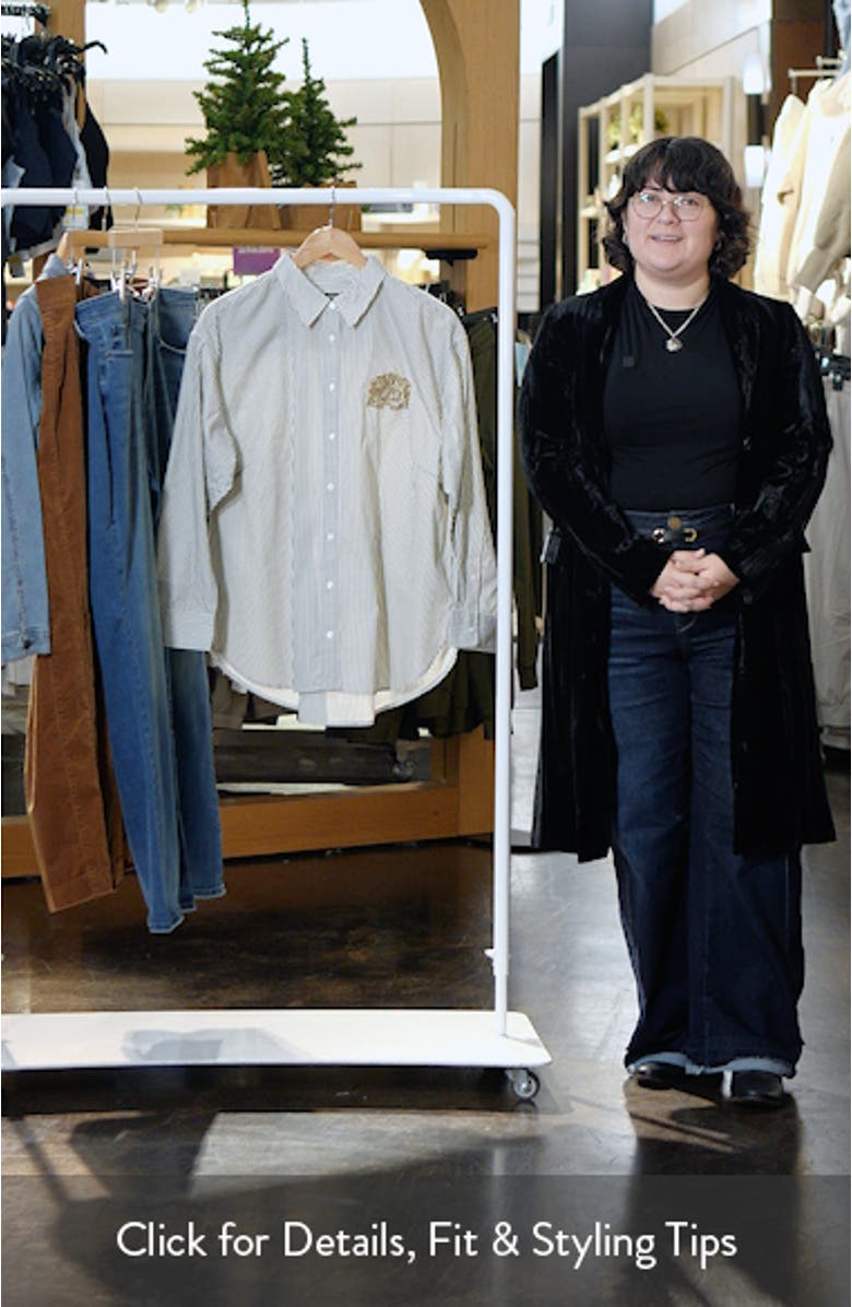 Stripe Lion Crest Cotton Button-Up Shirt, sales video thumbnail