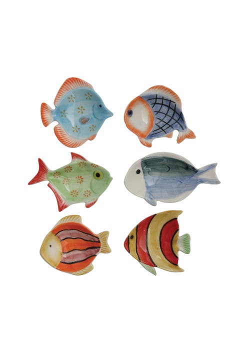 Mini Hand-Painted Stoneware Fish Dish (Set of 6 Styles)