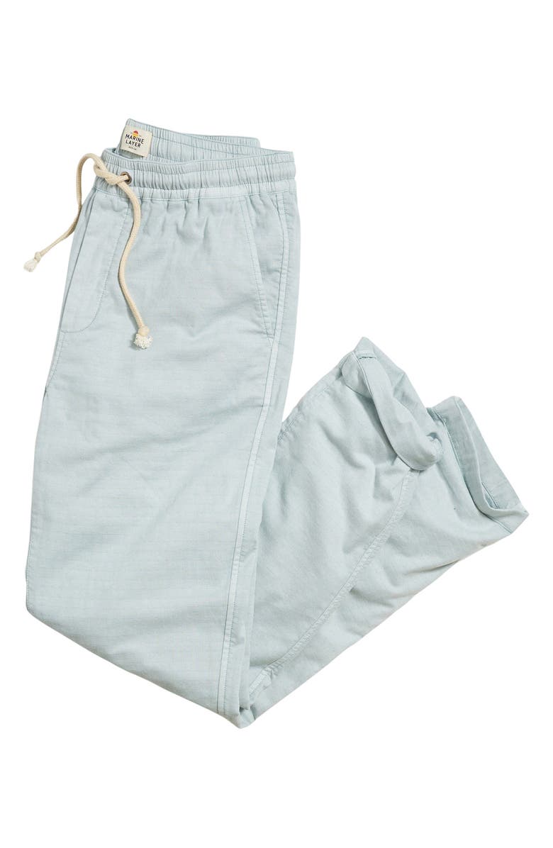 Marine Layer Saturday Slim Straight Leg Stretch Cotton Beach Pants, Alternate, color, Light Blue
