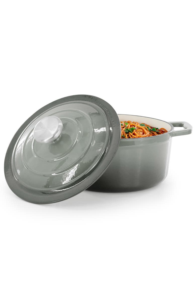 2.7 Quart Round Enameled Cast Iron Casserole, Main, color, Gray