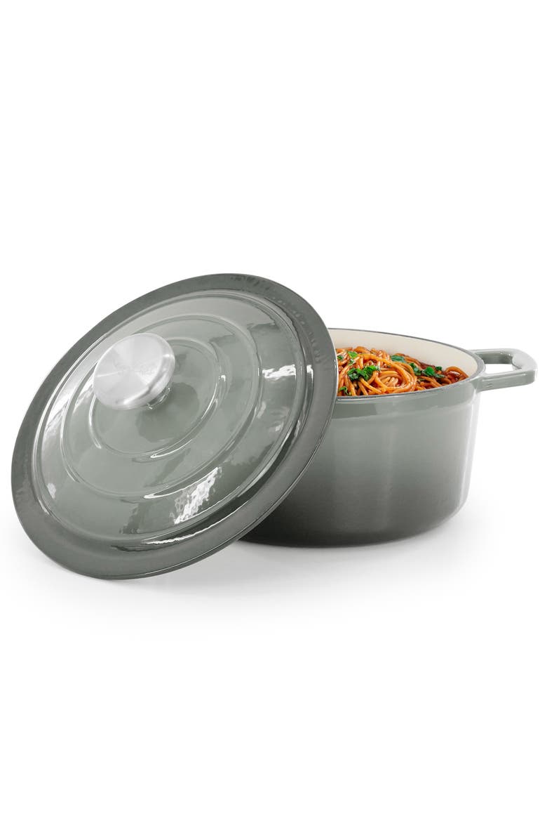 Megachef 2.7 Quart Round Enameled Cast Iron Casserole, Main, color, Gray