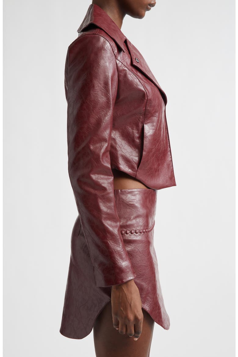 G-Ameck Faux Leather Crop Jacket, Alternate, color, BORDEAUX