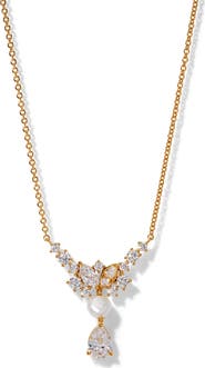Nadri Ravish Cubic Zirconia & Genuine Pearl Frontal Necklace